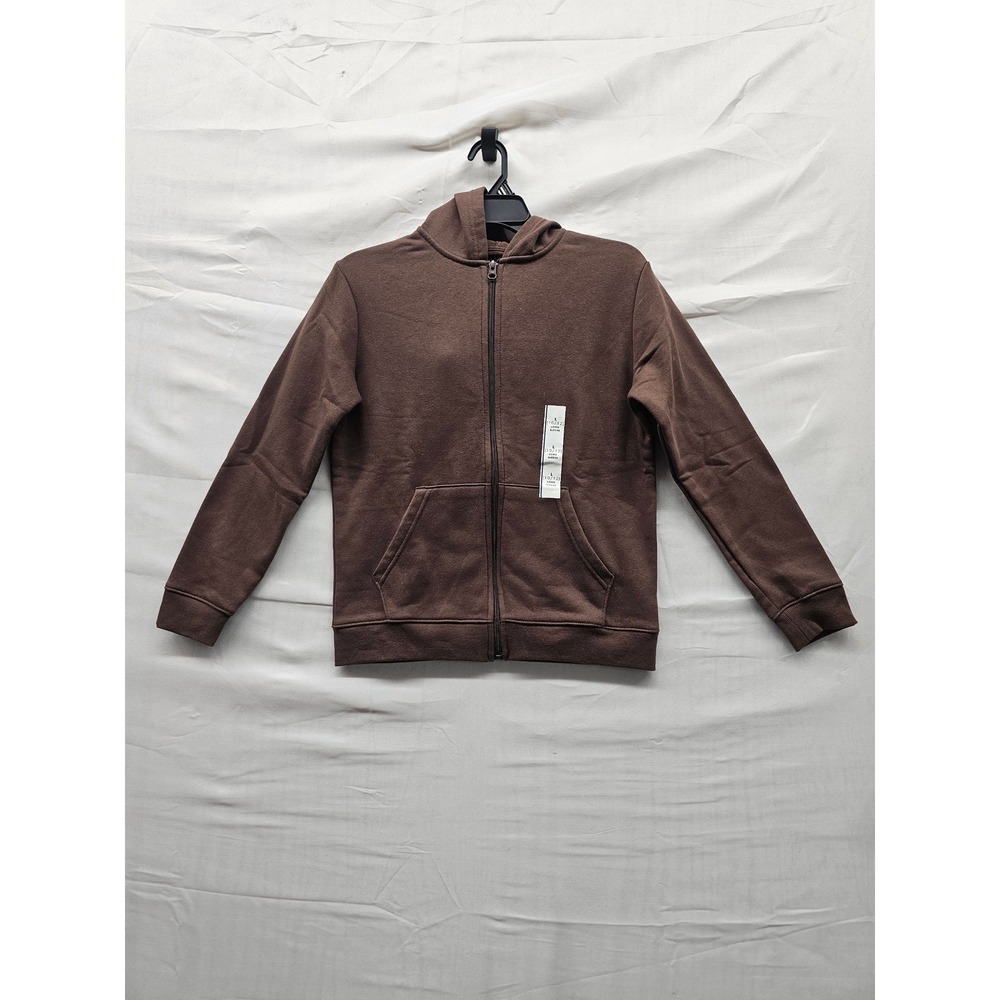 Cat & Jack Boys Zip Hoodie Brown Cotton Blend Casual Size Large